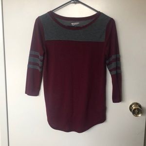 Burgundy and grey Baseball tee